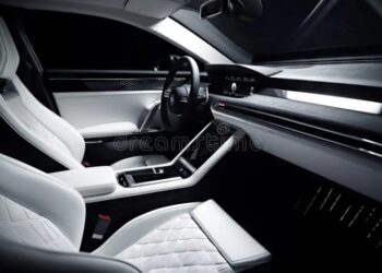 Premium AI Image | A minimalist car interior with sleek lines and ...